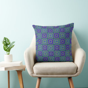 Square Prisms Jade Avocado Blue Navy Aubergine  Cushion