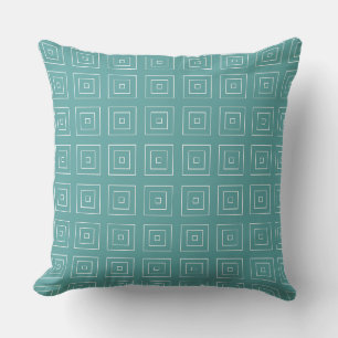 Square Prisms Teal White Cushion