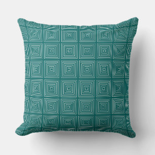 Square Prisms Turquoise White Cushion