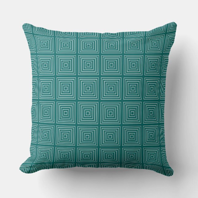 Square Prisms Turquoise White  Cushion (Front)
