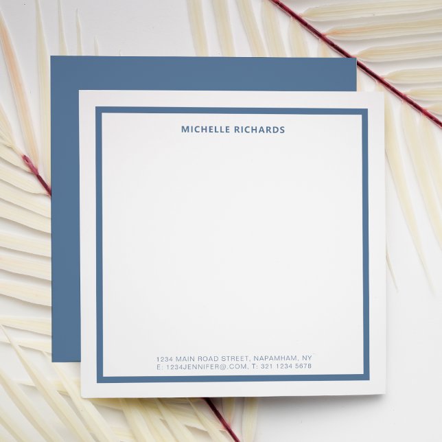 Square Professional Dusty Blue Border Stationery Card (Creator Uploaded)