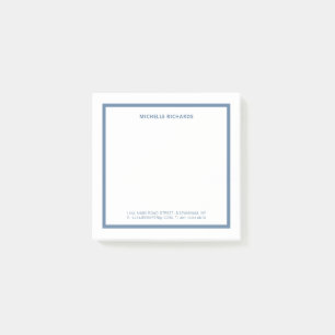 Square Professional Dusty Blue Border Stationery Post-it Notes