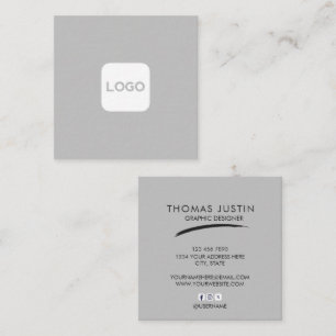 Square professional Silver add your custom logo Business Card