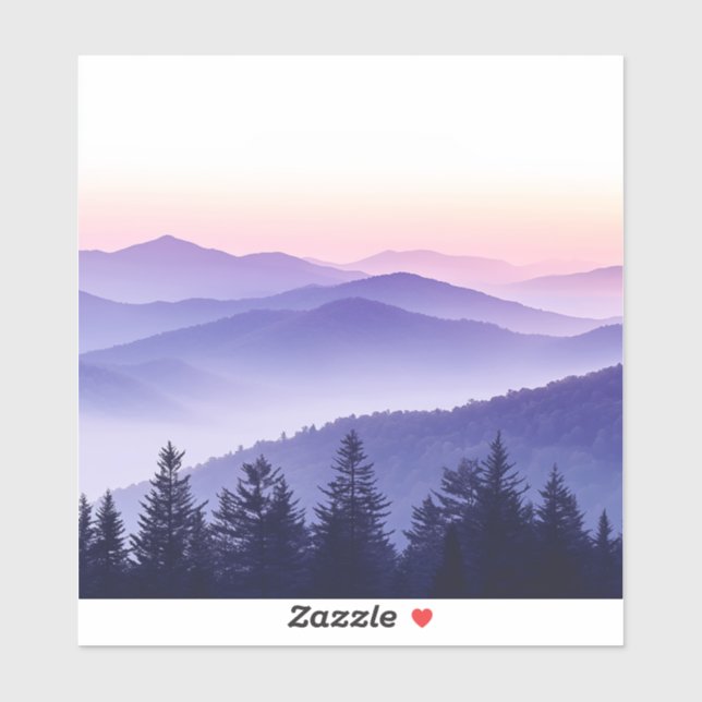 Square Purple Sky in the Smoky Mountains Sticker (Sheet)