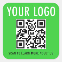 Square QR Code Stickers Company Logo Lime Green