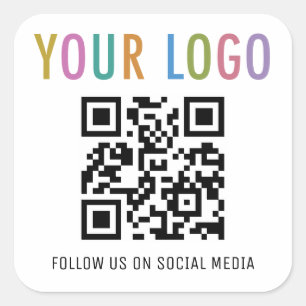 Square QR Code Stickers with Logo Social Media