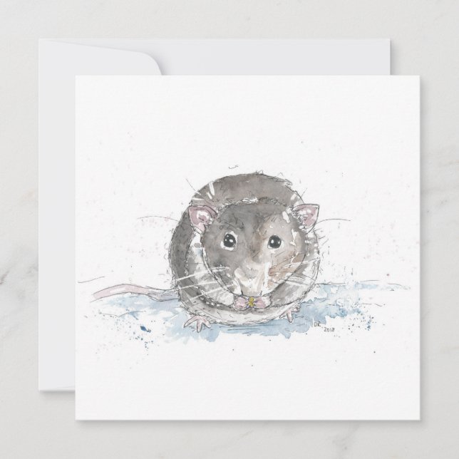 Square rat art card (Front)