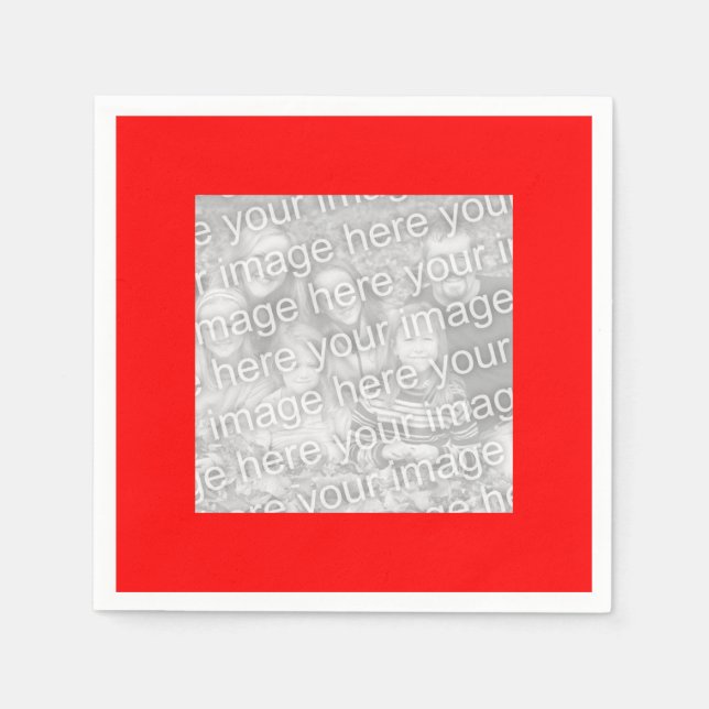 Square Red Border Photo Napkin (Front)
