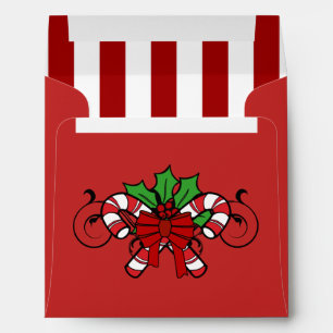 Square Red Candy Cane Striped Christmas Envelope