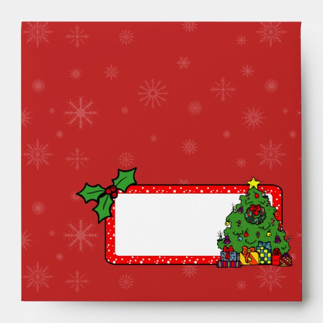 Square Red Christmas Tree Holiday Envelopes (Front)