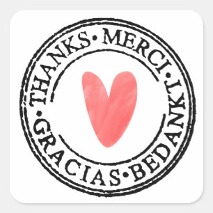 Square Red Crayon Heart Rubber Stamp Look Sticker
