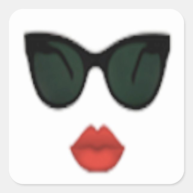 Square Red Lips Kiss Stickers (Front)