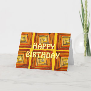 square retro brown yellow Happy Birthday Card