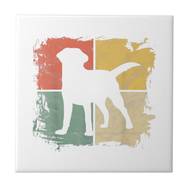 Square Retro Labrador Owner Gift Golden Black Lab  Ceramic Tile (Front)