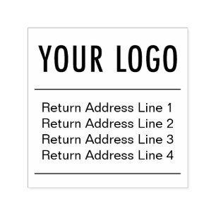 Square Return Address Stamp Custom Business Logo