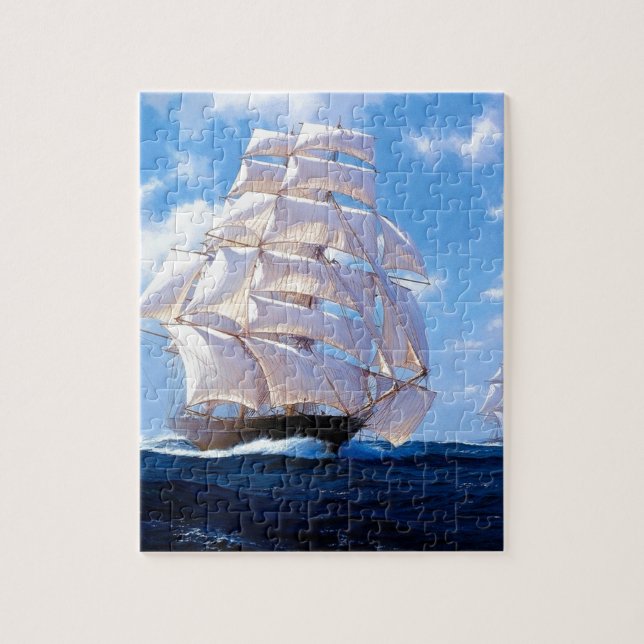 Square rigged ship at sea jigsaw puzzle (Vertical)