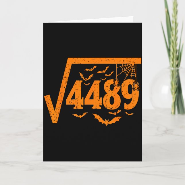 Square Root 4489 Funny Halloween Meme 67 Math Teac Card (Front)