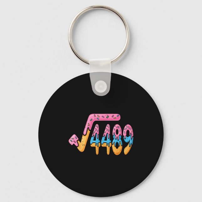 Square Root 4489 Ice Cream Slang Math 67 Six Seven Key Ring (Front)