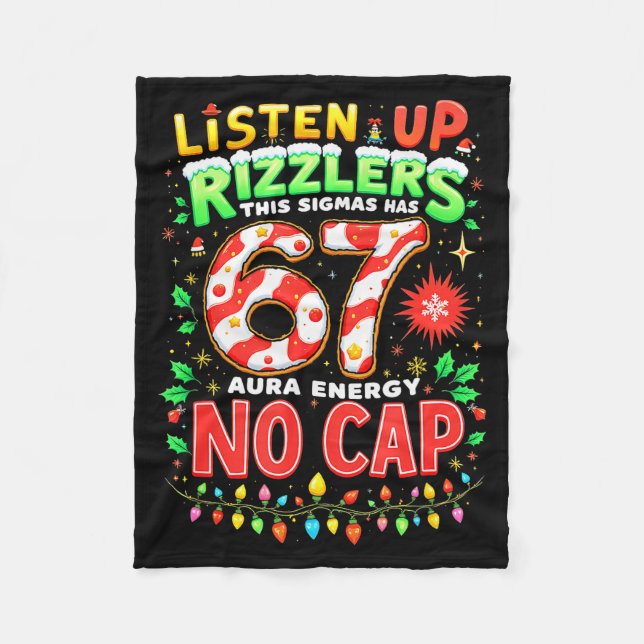 Square Root 4489 Six Seven Christmas Funny 67 Meme Fleece Blanket (Front)