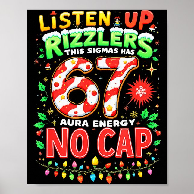 Square Root 4489 Six Seven Christmas Funny 67 Meme Poster (Front)