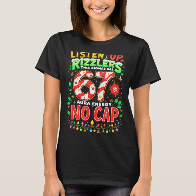 Square Root 4489 Six Seven Christmas Funny 67 Meme T-Shirt (Front)