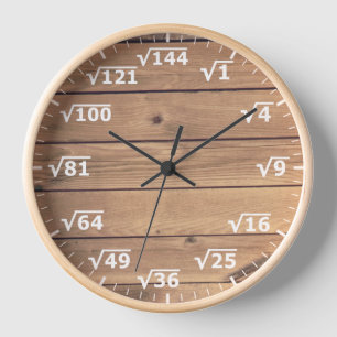 Square Root Clock - Faux Wood Math Clock