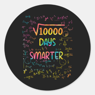 Square Root Of 10000 Math 100 Days Smarter School Classic Round Sticker