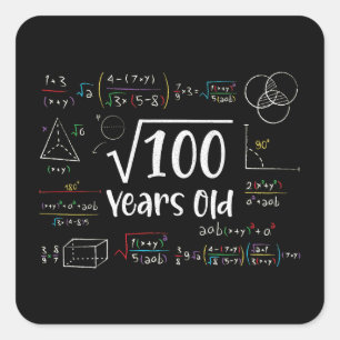Square Root of 100 10th Birthday 10 Year Old Gifts Sticker