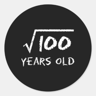 Square Root Of 100 10th Birthday 10 Years Old Math Classic Round Sticker