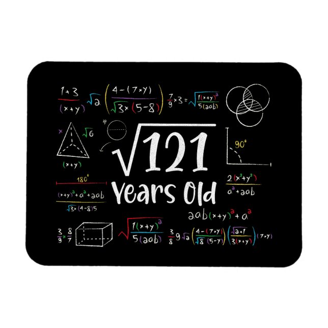 Square Root of 121 11th Birthday 11 Year Old Gifts Magnet (Horizontal)