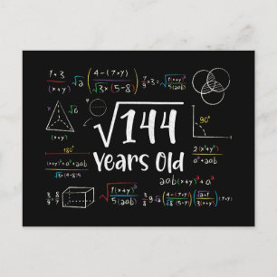 Square Root of 144 12th Birthday 12 Year Old Gifts Holiday Postcard