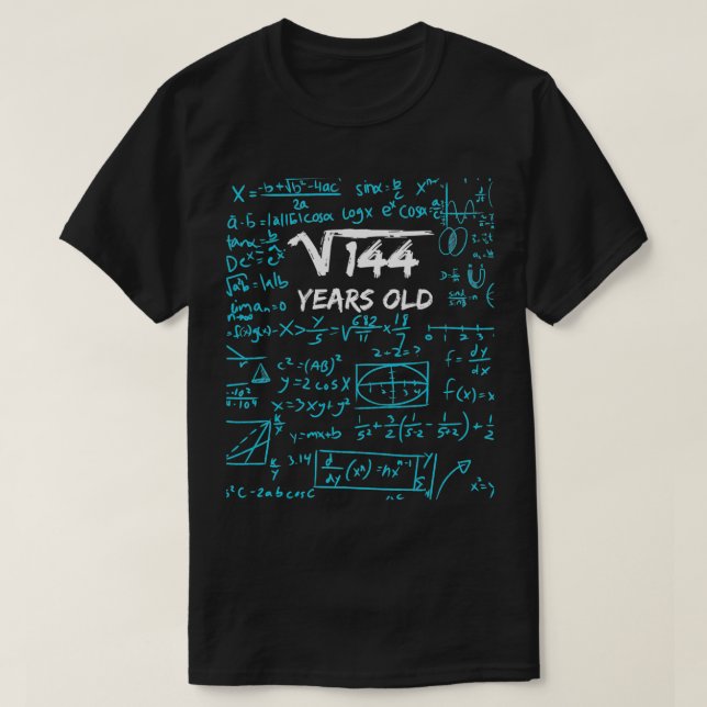 Square Root of 144  12th Birthday 12 Years Old Gif T-Shirt (Design Front)
