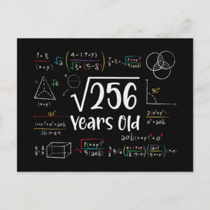 Square Root of 256 16th Birthday 16 Year Old Gifts Holiday Postcard