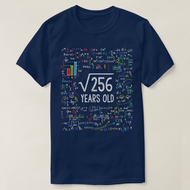 Square Root Of 256 16th Birthday 16 Year Old Gifts T-Shirt (Design Front)