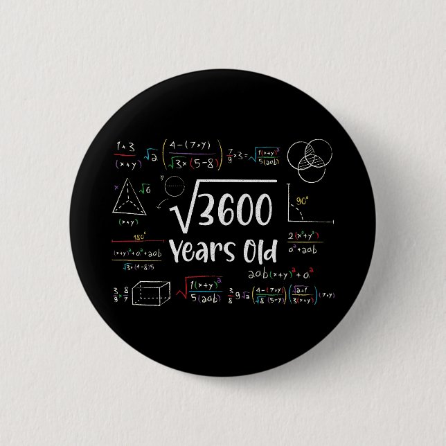 Square Root of 3600 60th Birthday 60 Year Old Gift 6 Cm Round Badge (Front)