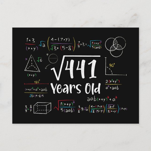 Square Root of 441 21th Birthday 21 Year Old Gifts Holiday Postcard (Front)