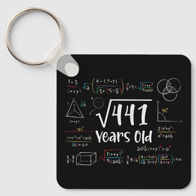 Square Root of 441 21th Birthday 21 Year Old Gifts Key Ring (Front)