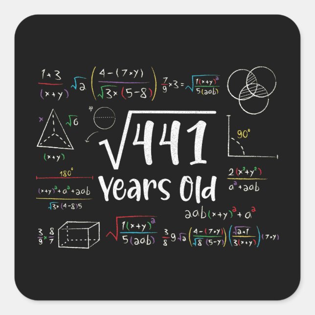 Square Root of 441 21th Birthday 21 Year Old Gifts Sticker (Front)