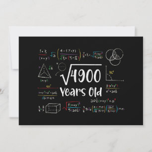 Square Root of 4900 70th Birthday 70 Year Old Gift Invitation