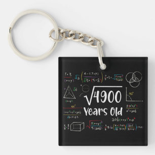 Square Root of 4900 70th Birthday 70 Year Old Gift Key Ring