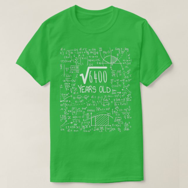 Square Root of 6400 80 Years Old - 80th Birthday  T-Shirt (Design Front)