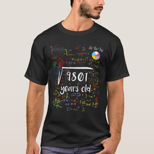 Square Root Of 9801 99Th Birthday 99 Years Old Mat T-Shirt (Front)