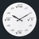 Square Root Wall Clock (White/Black)<br><div class="desc">This wall clock features square roots in place of normal clock numbers.</div>