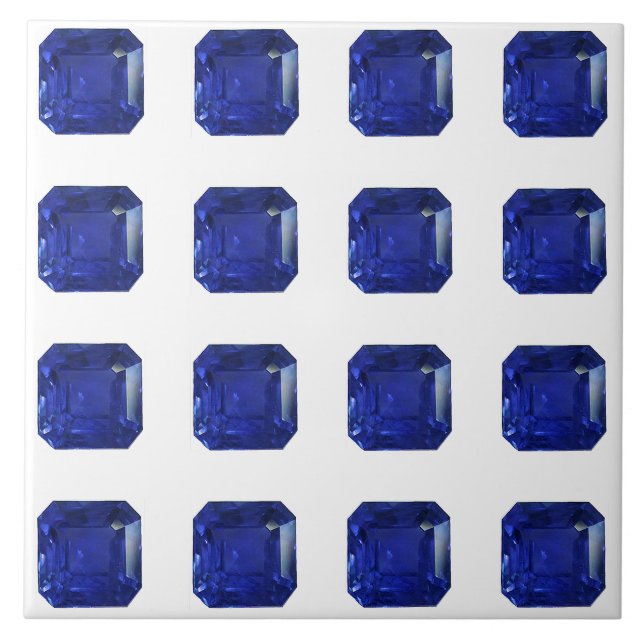 Square Sapphire Gemstone Blue Ceramic Tile (Front)