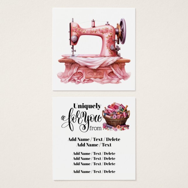 Square Sewing Business or Enclosure Card  (Front & Back)
