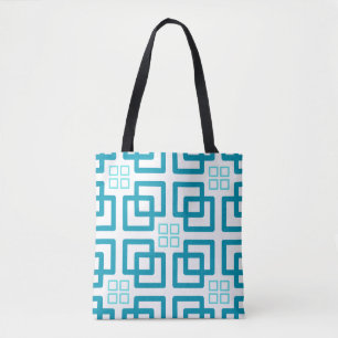 Square Shades of Teal Color Tote Bag
