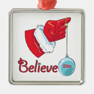 Square Shaped Believe Metal Tree Decoration
