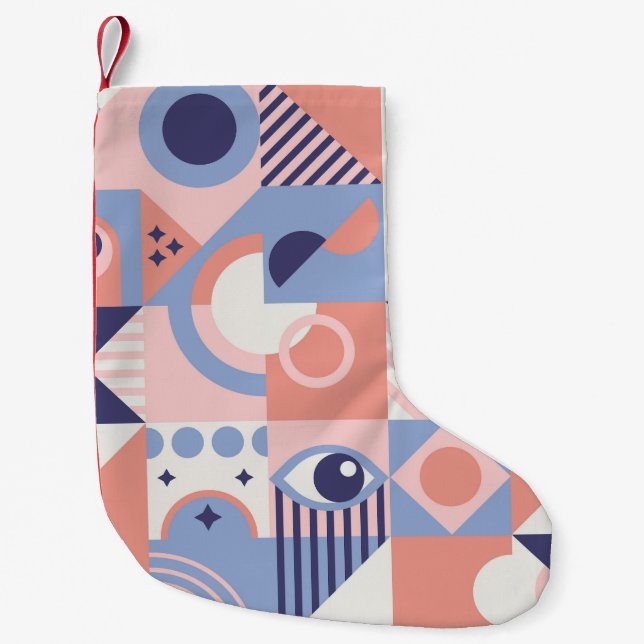 Square Shapes: Geometric Abstract Mosaic Small Christmas Stocking (Front)