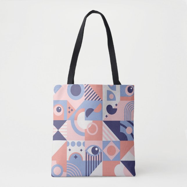 Square Shapes: Geometric Abstract Mosaic Tote Bag (Front)
