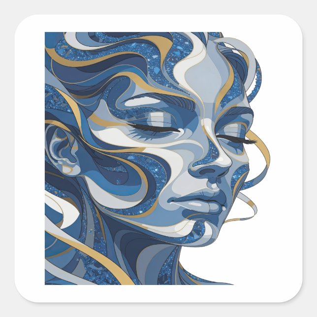 Square Silver Abstract Decal Design Sticker (Front)